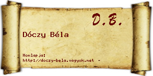Dóczy Béla névjegykártya