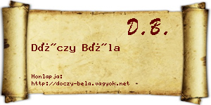 Dóczy Béla névjegykártya